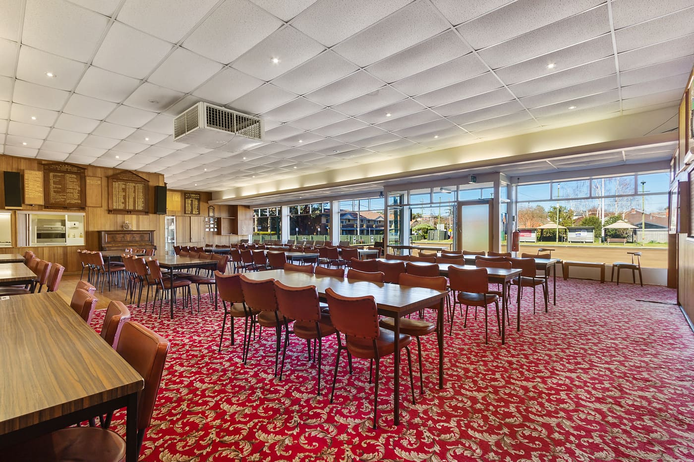 The dining room set with long tables