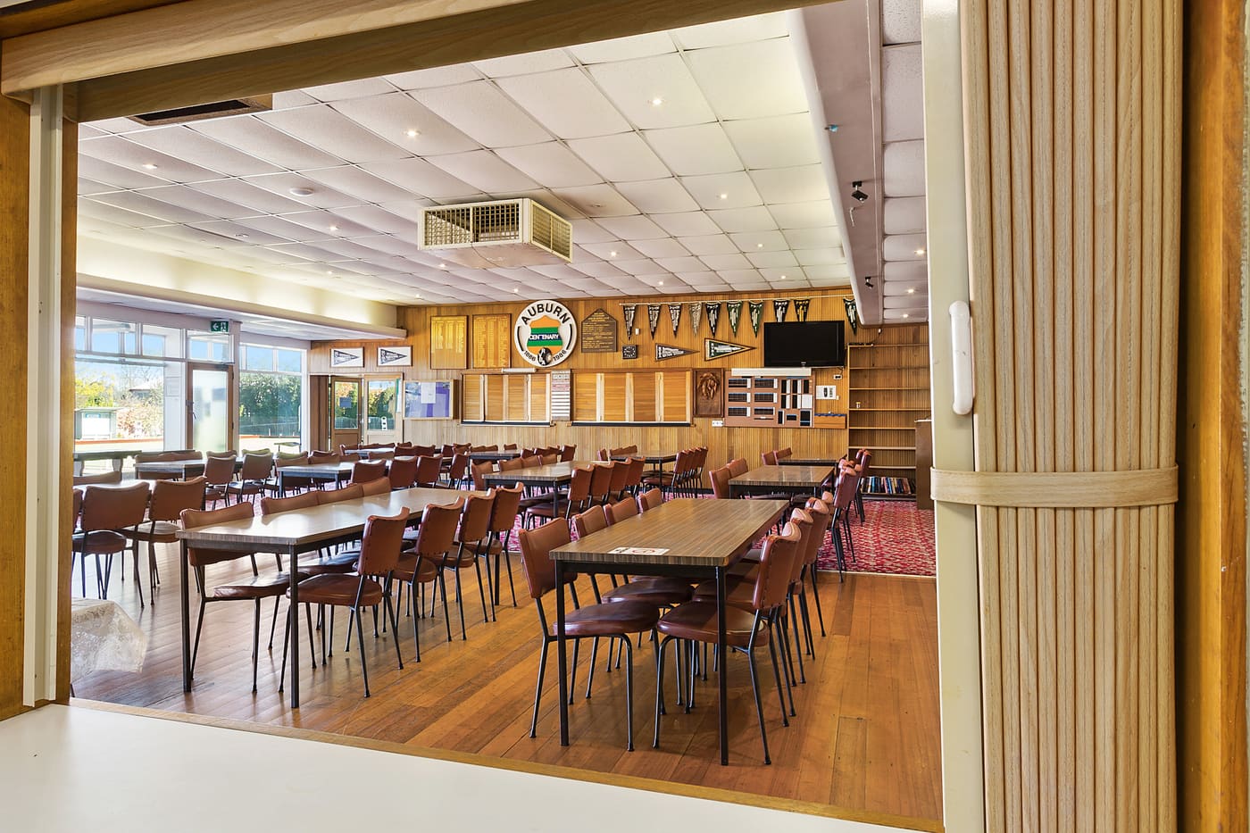 Dining room viewed from the kitchen servery